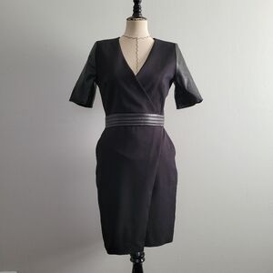 The Kooples Faux Wrap Leather Trim Dress